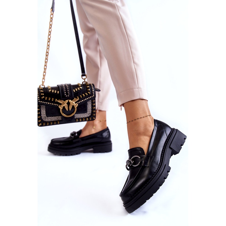 Chaussures d'éco-cuir pour femmes la.fi noir avec une chaîne le noir 2