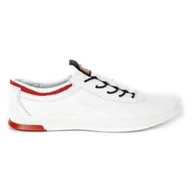 Polbut Chaussures décontractées en cuir pour hommes K23 blanc avec rouge blanche 2 Polbut Chaussures décontractées en cuir pour hommes K23 blanc avec rouge blanche 2