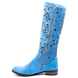 Olivier Bottines ajourées femme Fleurs bleues 1