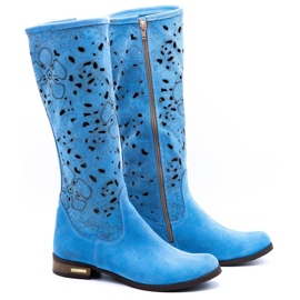 Olivier Bottines ajourées femme Fleurs bleues 2