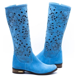 Olivier Bottines ajourées femme Fleurs bleues 3