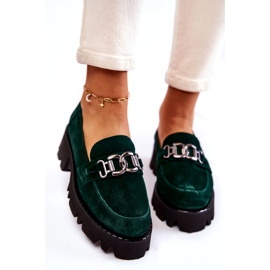 Chaussures en daim pour femmes avec décoration Laura Messi 2489 Green vert 3