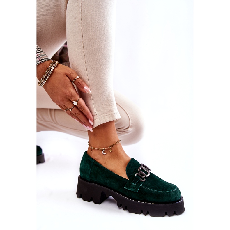 Chaussures en daim pour femmes avec décoration Laura Messi 2489 Green vert 5