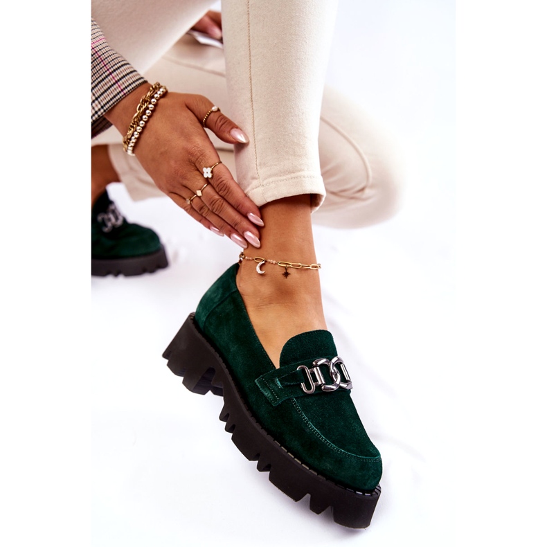 Chaussures en daim pour femmes avec décoration Laura Messi 2489 Green vert 6