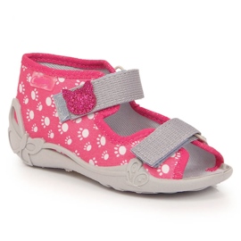 Chaussons velcro pour filles avec un chat slip rose Befado 1