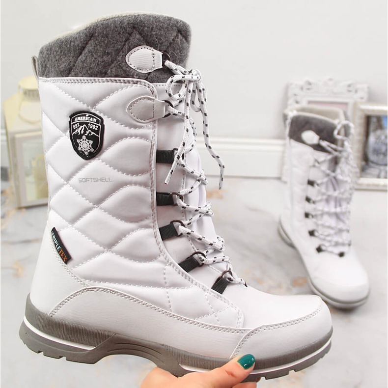 Bottes de neige femme imperméable hiver blanc American Club 08/22 1