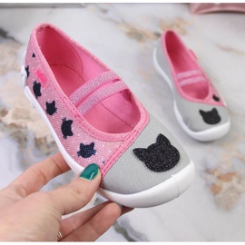 Chaussons pour filles sur bande élastique avec slip chat rose Befado 1