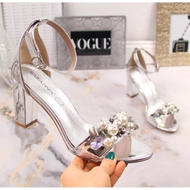 Sandales miroir femme avec perles argentées Sabatina B185-2 1