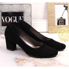 Escarpins en daim noir pour femme sur le poteau Azali 1470 le noir 2