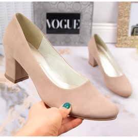Escarpins suède beige femme sur le poteau Azali 1470 1