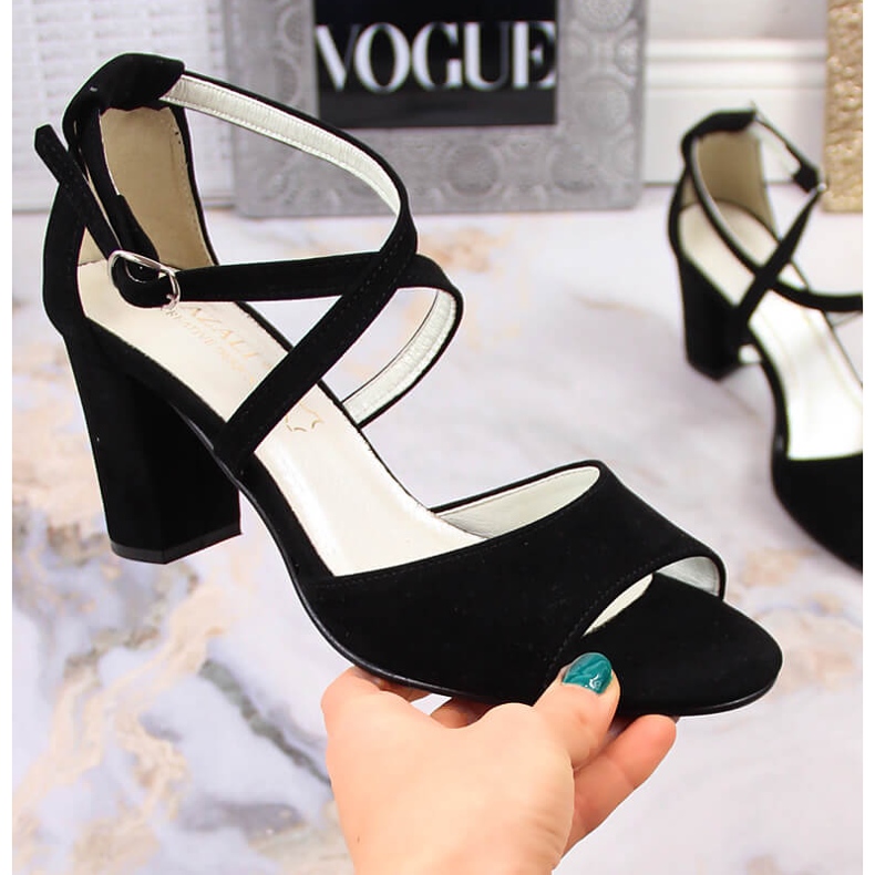 Sandales en daim noir pour femme Azali 2941 le noir 1