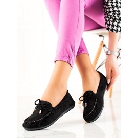TRENDI Mocassins En Daim Avec Nœud le noir 1