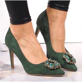 Escarpins en daim vert avec zircons cubiques Sabatina 1328-1 6