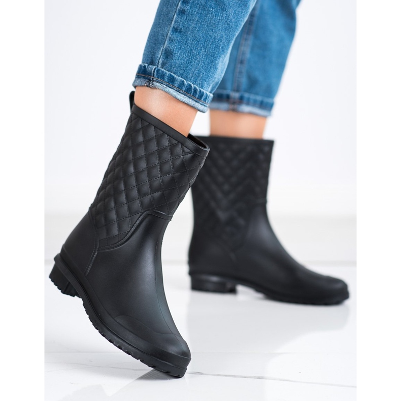 SHELOVET Bottes de pluie matelassées à la mode le noir 1