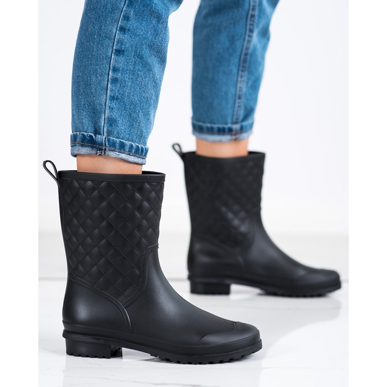 SHELOVET Bottes de pluie matelassées à la mode le noir 2