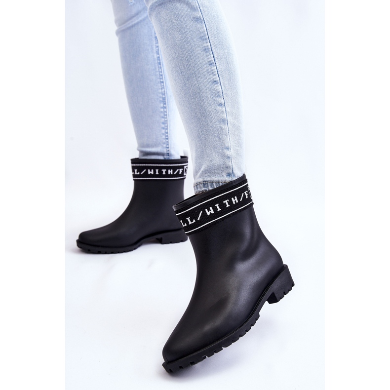 PA1 Bottes de pluie à talons plats pour femmes Noir Coreta 1