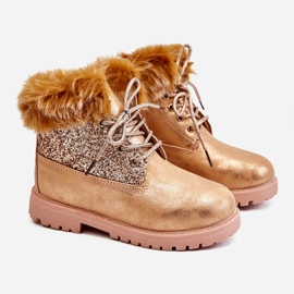 FR1 Bottes de trappeur brillantes pour enfants Warm Golden Brema d'or 2