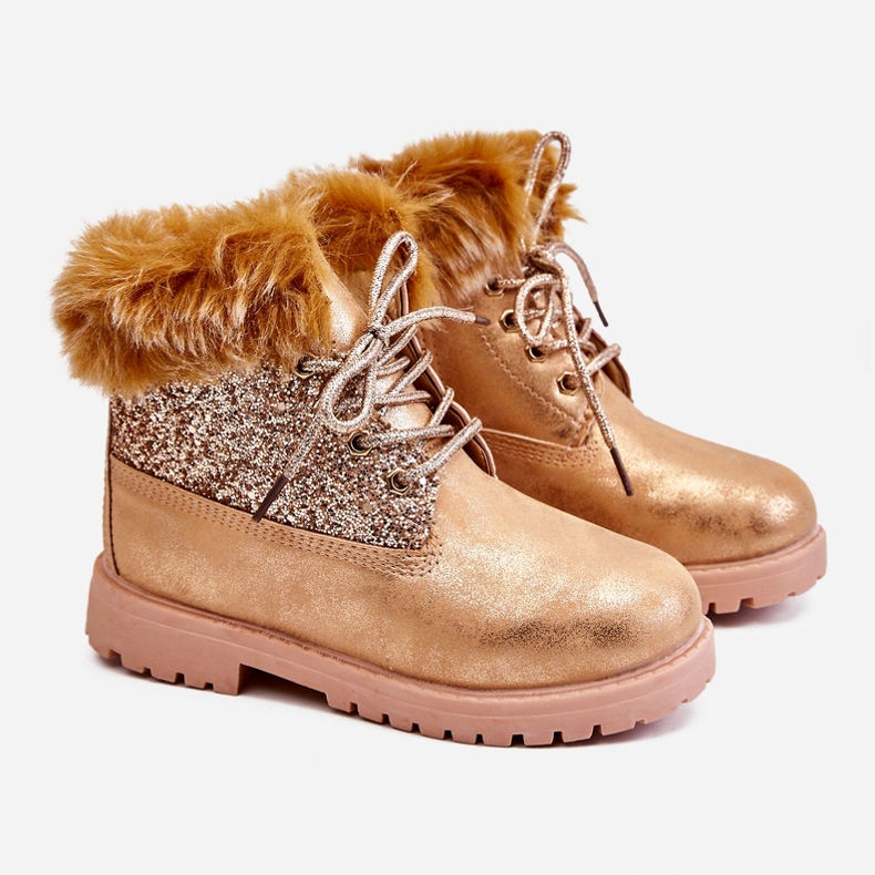 FR1 Bottes de trappeur brillantes pour enfants Warm Golden Brema doré 2