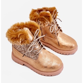 FR1 Bottes de trappeur brillantes pour enfants Warm Golden Brema d'or 1