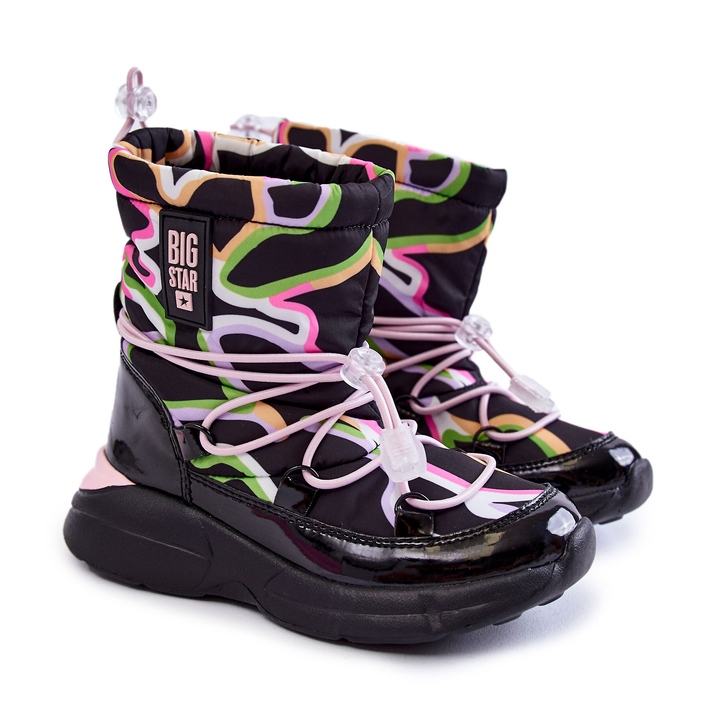 Bottes de Neige Enfant W Print Big Star KK374099 Noir-Rose 4