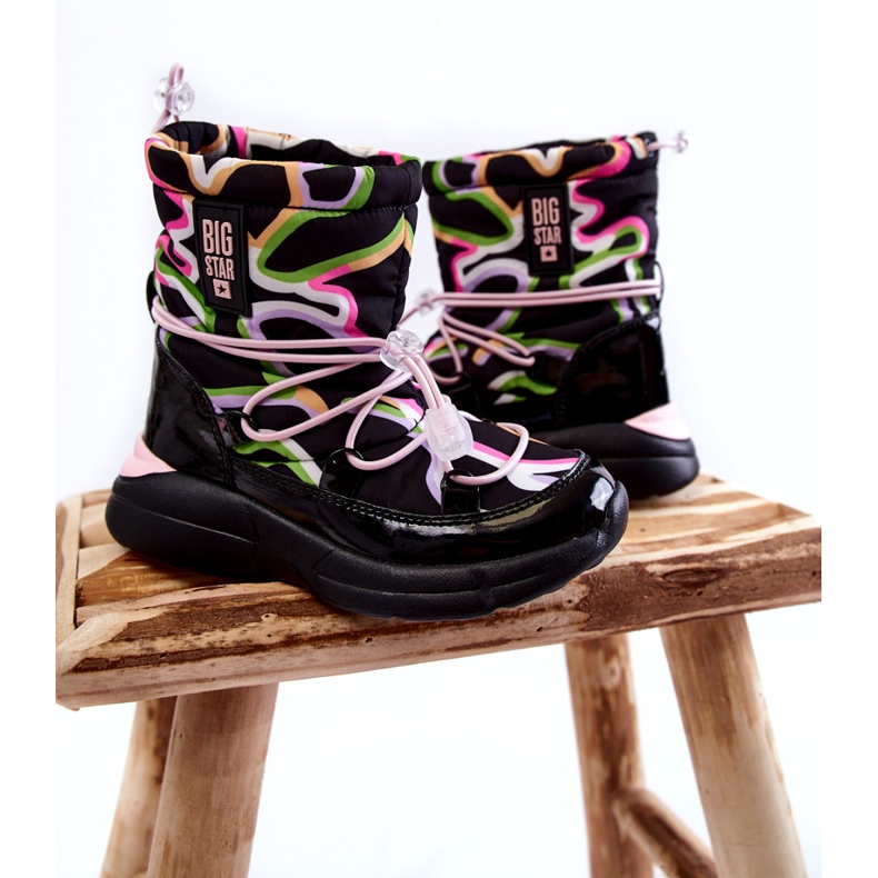 Bottes de Neige Enfant W Print Big Star KK374099 Noir-Rose le noir 2