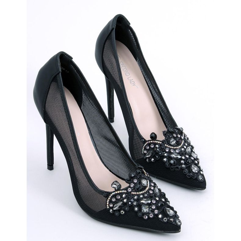 Escarpins pour femmes avec pierres Monroe Black noir 1