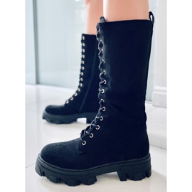 Charlize Bottes à lacets en daim noir le noir 3