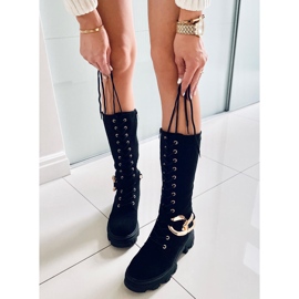 Charlize Bottes à lacets en daim noir le noir 4