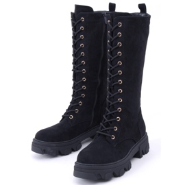 Charlize Bottes à lacets en daim noir le noir 5