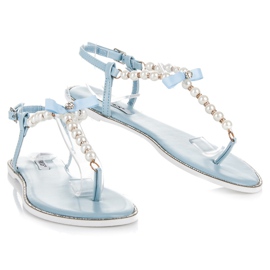 Vices Tongs plates avec perles bleu 3
