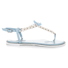 Vices Tongs plates avec perles bleu 4
