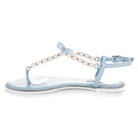 Vices Tongs plates avec perles bleu 1