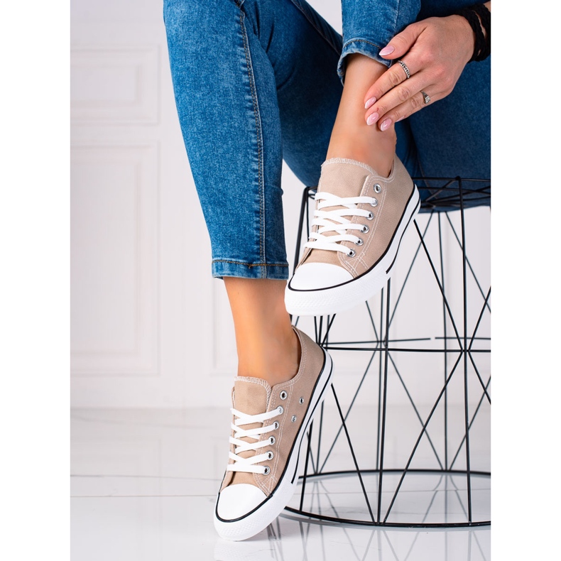 SHELOVET Baskets beiges classiques 1