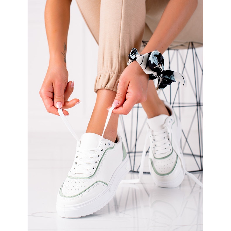 SHELOVET Baskets Avec Empiècement Vert blanc 1