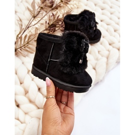 Bottes de neige pour enfants noires avec fourrure en daim Amelia le noir 7
