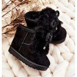 Bottes de neige pour enfants noires avec fourrure en daim Amelia le noir 8