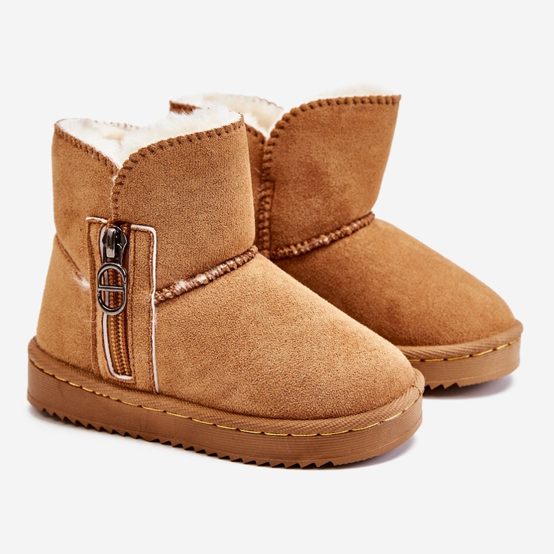 Bottes de neige isolées à enfiler Catellie Camel pour enfants brun 2