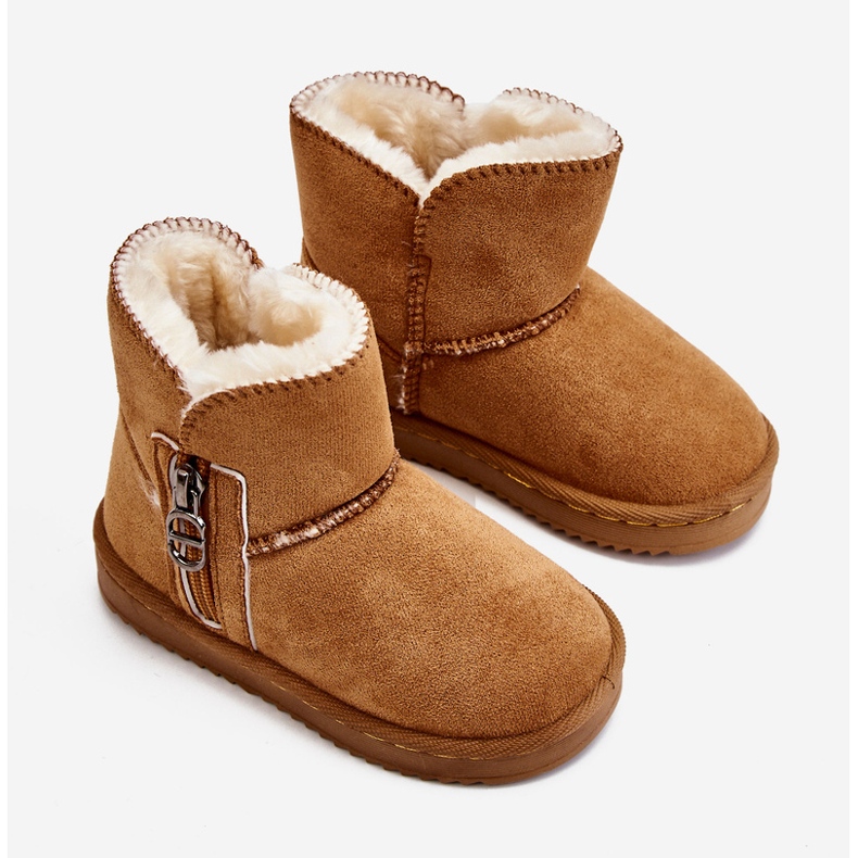 Bottes de neige isolées à enfiler Catellie Camel pour enfants brun 1