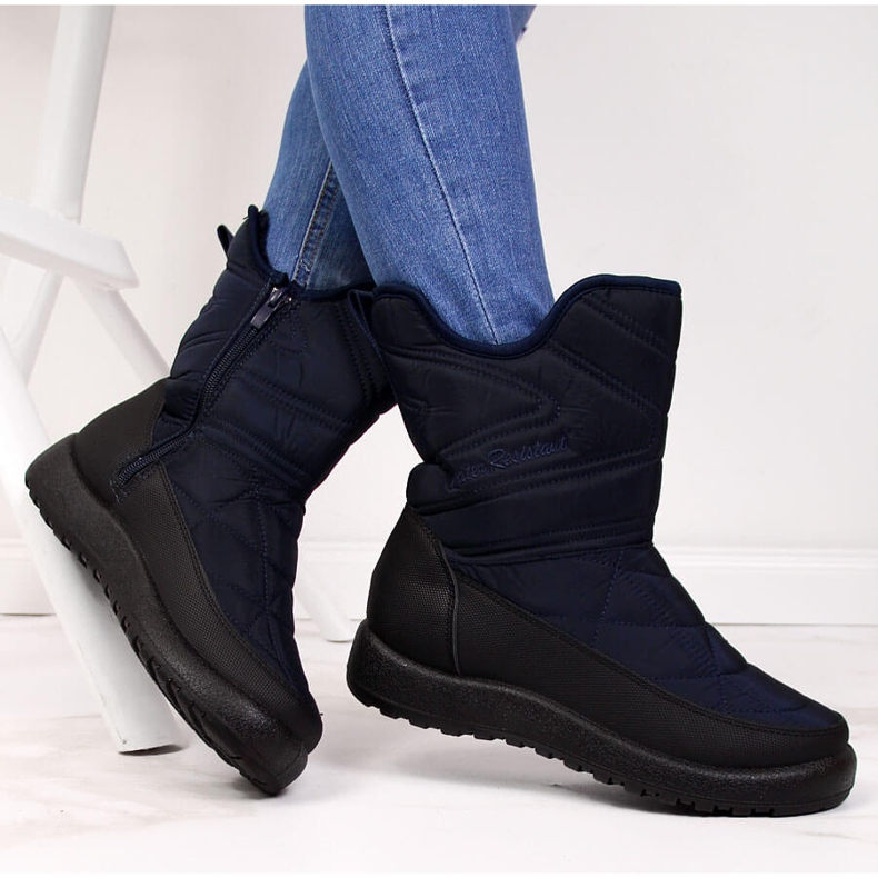 News Bottes de neige imperméables pour femme, bleu marine 1