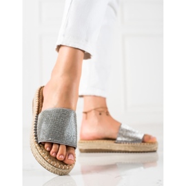 SHELOVET Chaussons avec zircon cubique argent gris 1