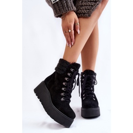 Bottes compensées en daim pour femme Noir Meniko le noir 1