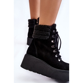 Bottes compensées en daim pour femme Noir Meniko le noir 5