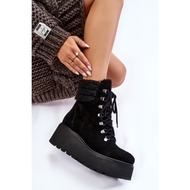 Bottes compensées en daim pour femme Noir Meniko le noir 6