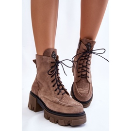 PL5 Bottes trappeur chaudes en daim pour femmes marron clair Rehin beige brun 4