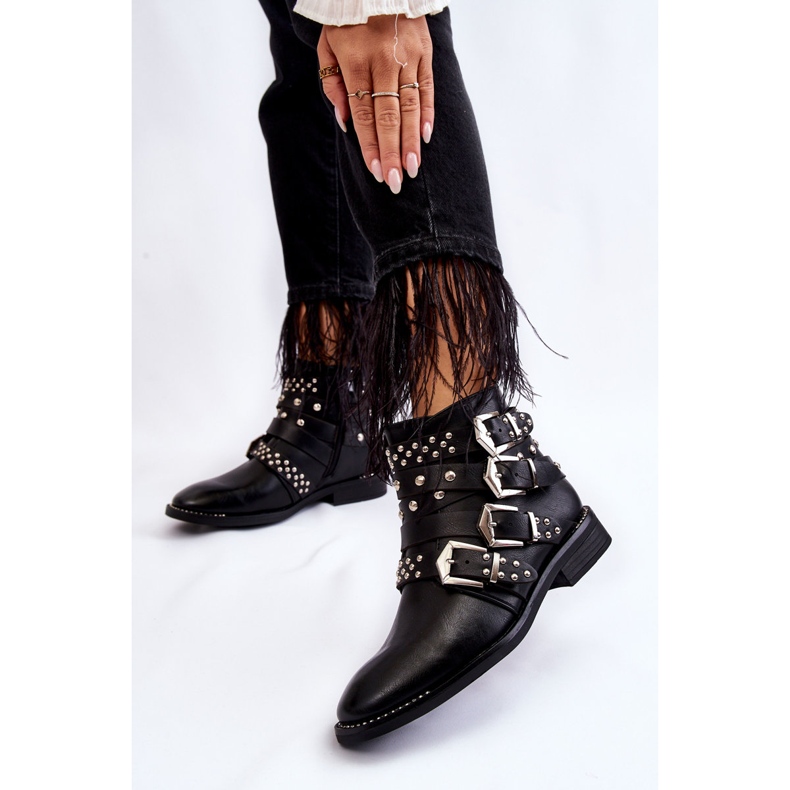 PA1 Bottes pour femmes avec rayures et clous Noir Ramso 2