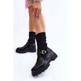 PA1 Bottes Chaussette Femme Avec Ceinture Noir Alaya 2
