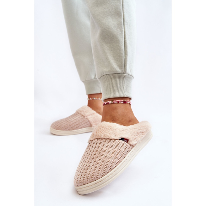 PA1 Chaussons Fourrés Isolés Femme Beige Leriss 2