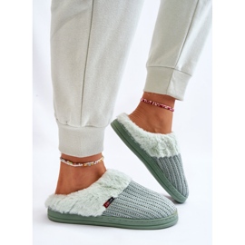 PA1 Chaussons Slip On Isolés Femme Avec Fourrure Vert Leriss 4