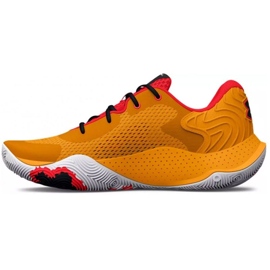 Under Armour Spawn 4 M 3024971 800 chaussures de basket multicolore oranges et rouges 1