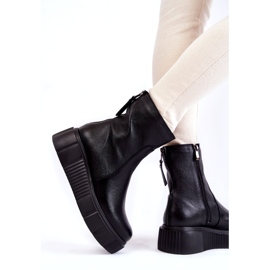 PL5 Bottes en cuir pour femmes sur la plate-forme noire 3
